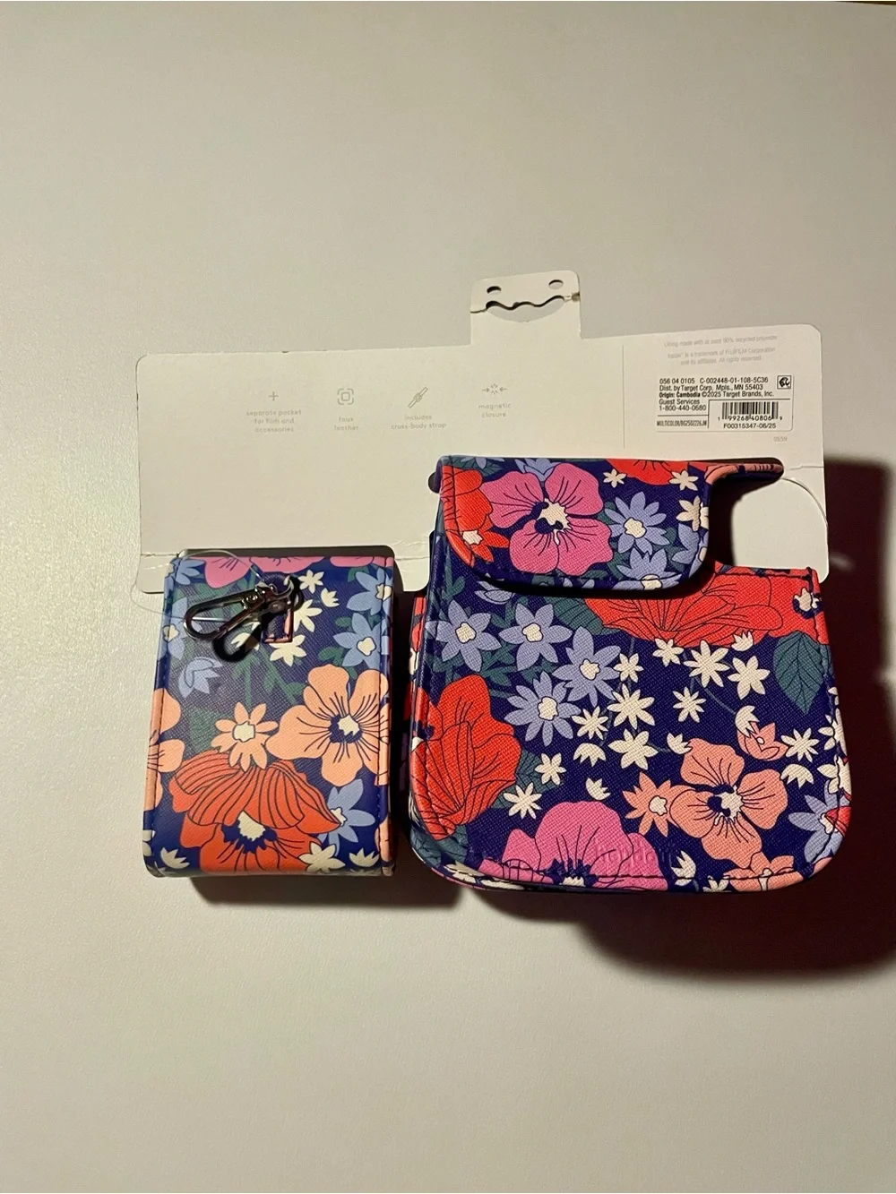 NWT Heyday Floral Camera Case Bag & Film Pouch For Fujifilm Instax Mini 12 Blue